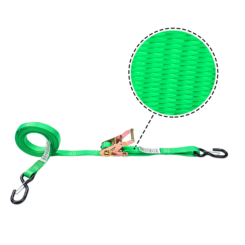 1 cinturino a cricchetto verde da 15' con gancio a S e supporto